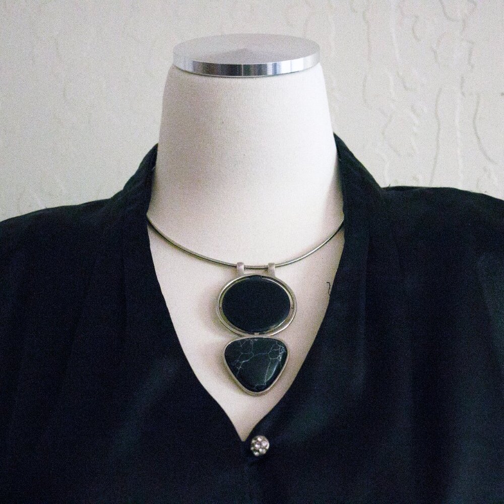 Round & Triangular Double Drop Necklace - Jntbs2 - image 5